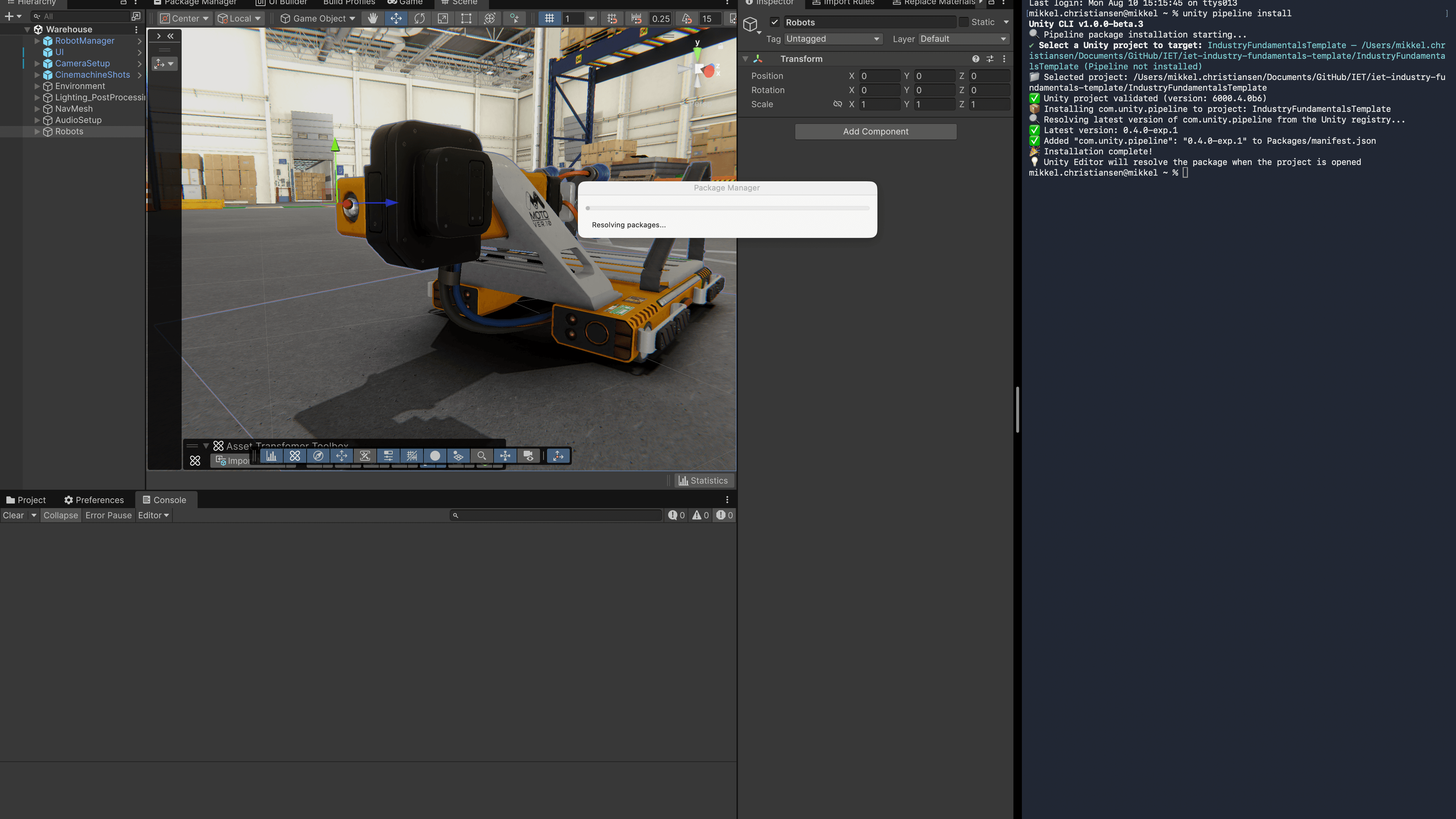 Unity Pipeline Paketinstallation