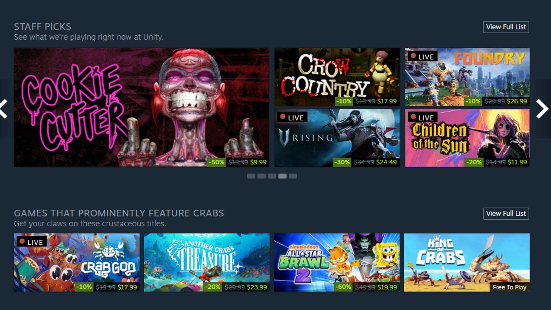 Страница Steam