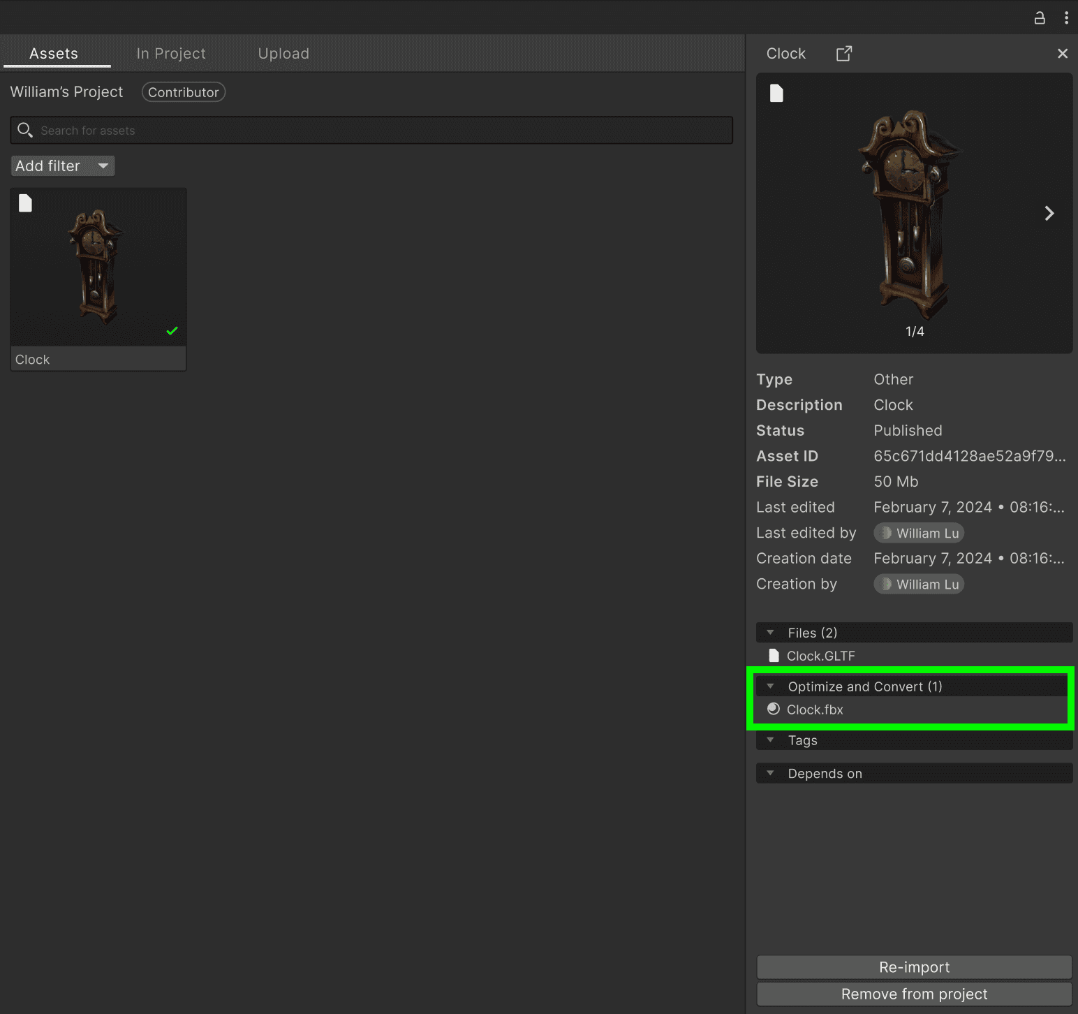 Import optimized and converted files image