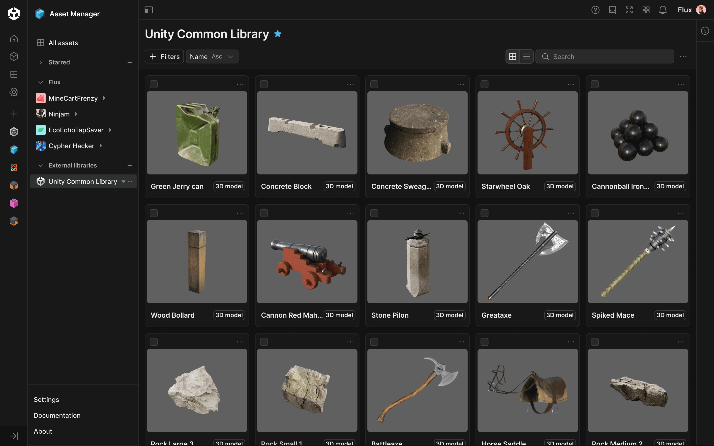 Access to the Unity Asset library image
