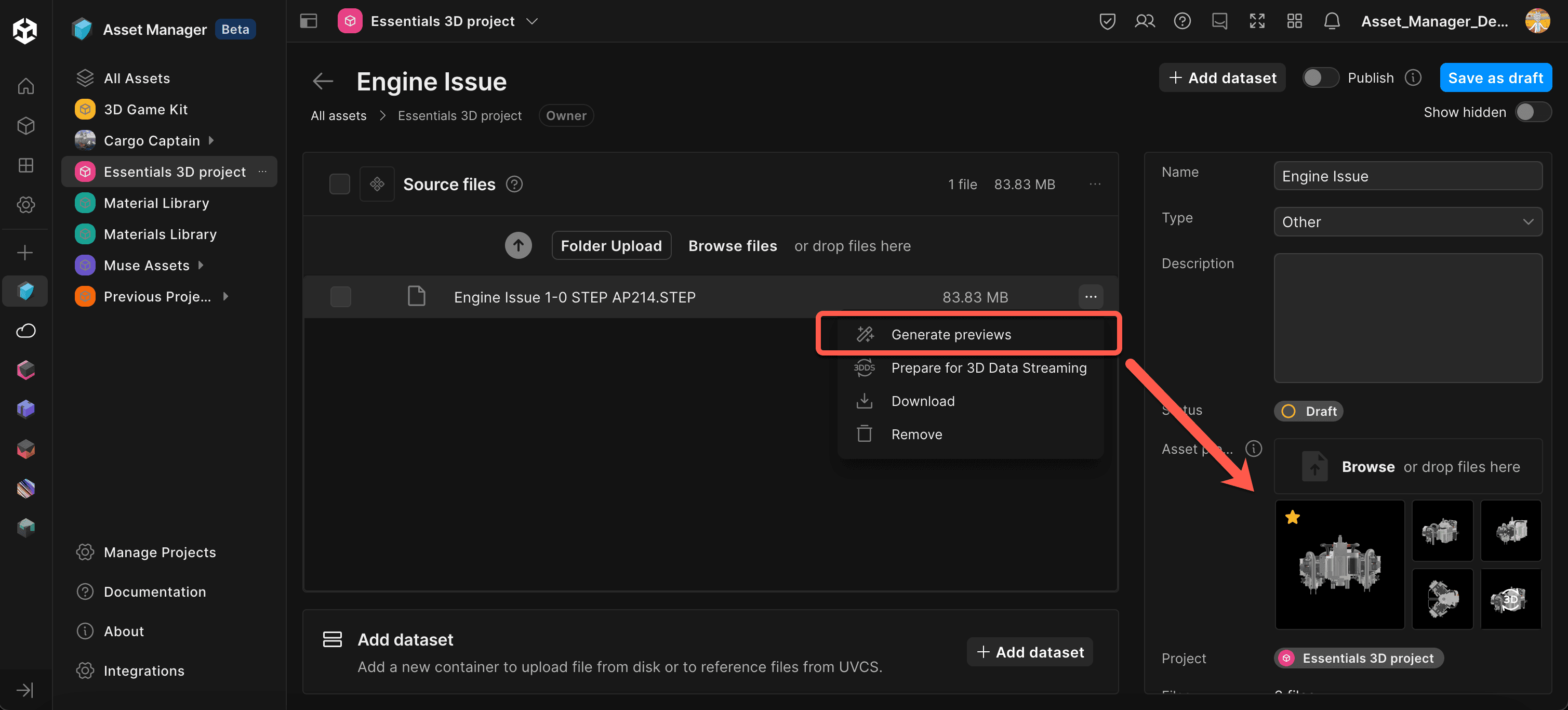 Previews generation from 3D image