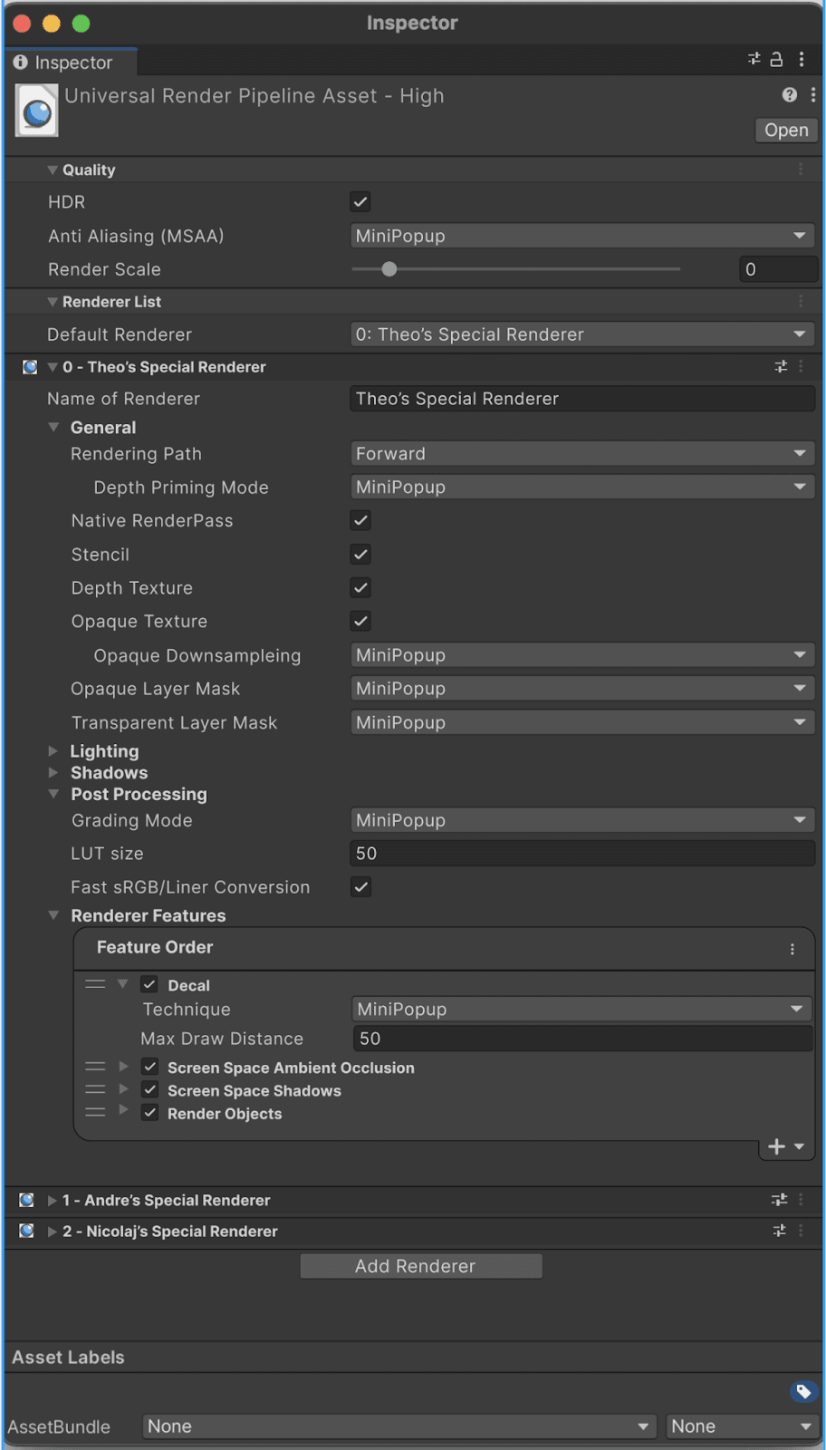 Render Pipeline and Renderer Data Asset Consolidation image