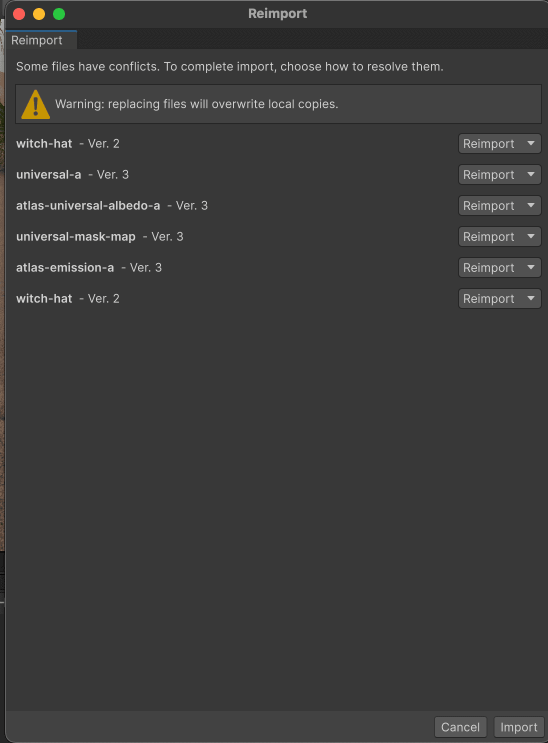 File management at import image