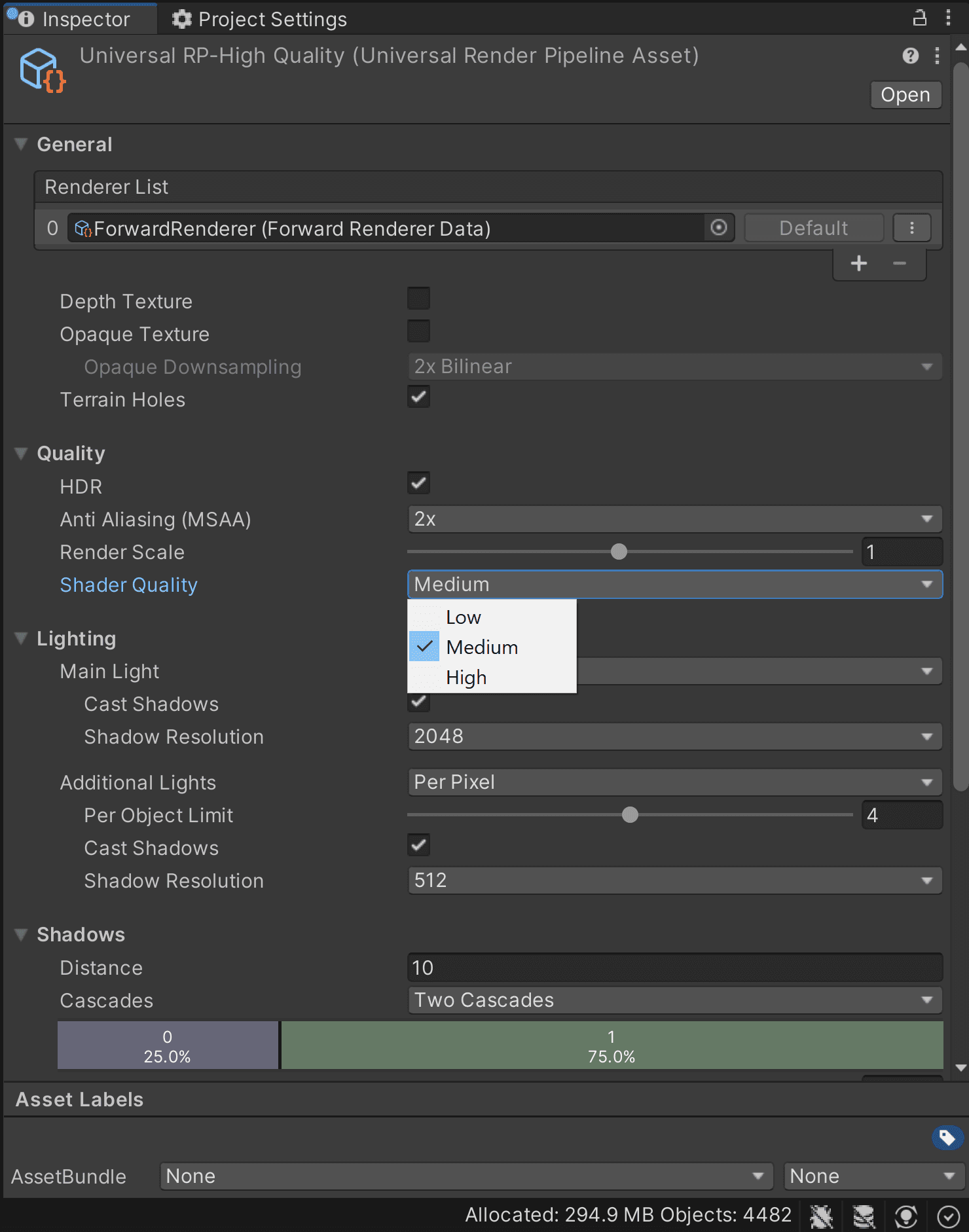 Shader Quality Settings image