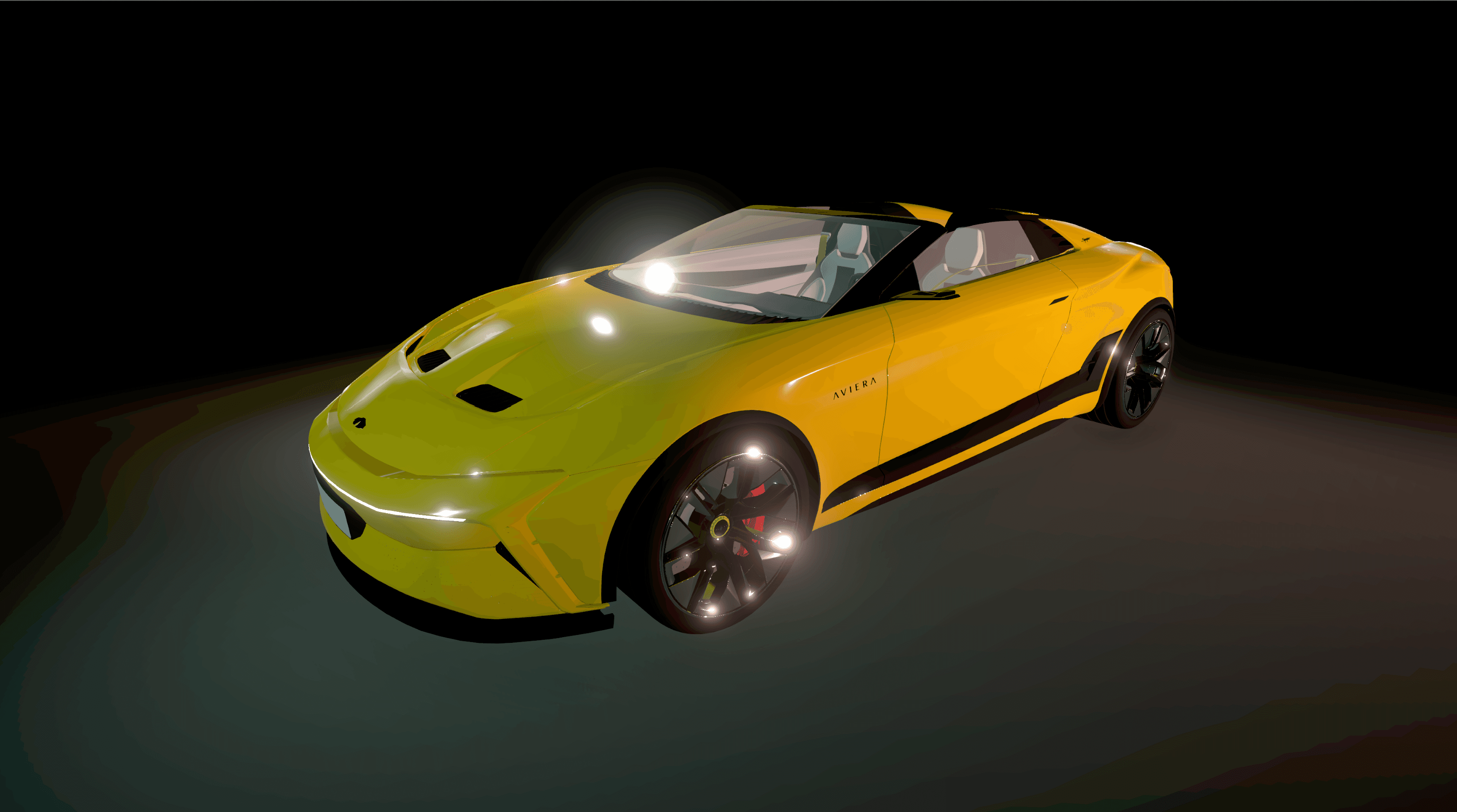 3D-Digitaldarstellung eines Sportwagens