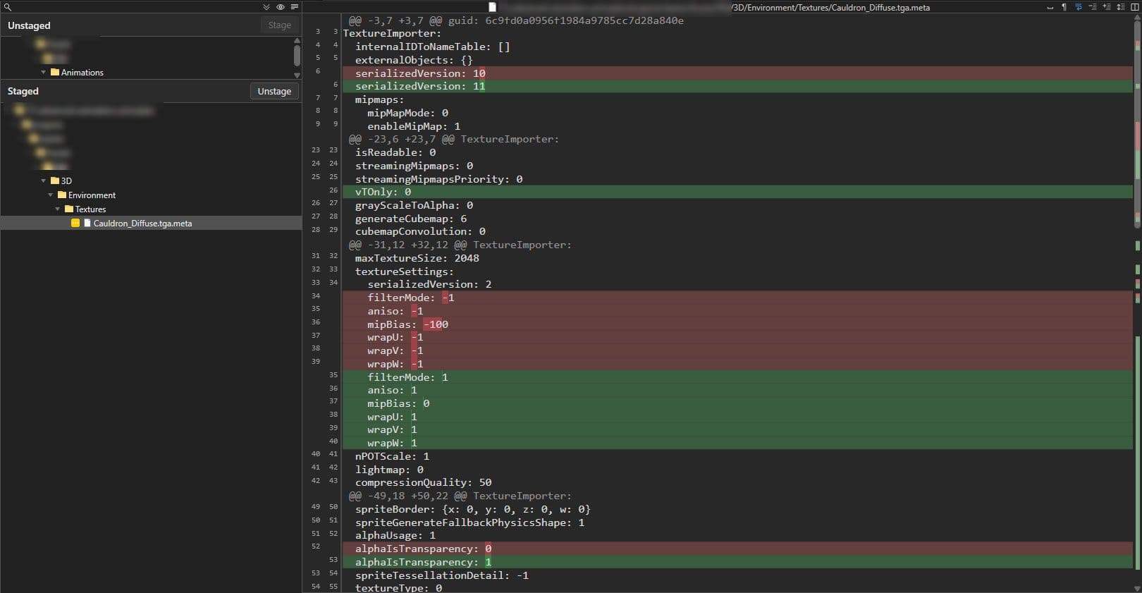 Изменения в файле .meta