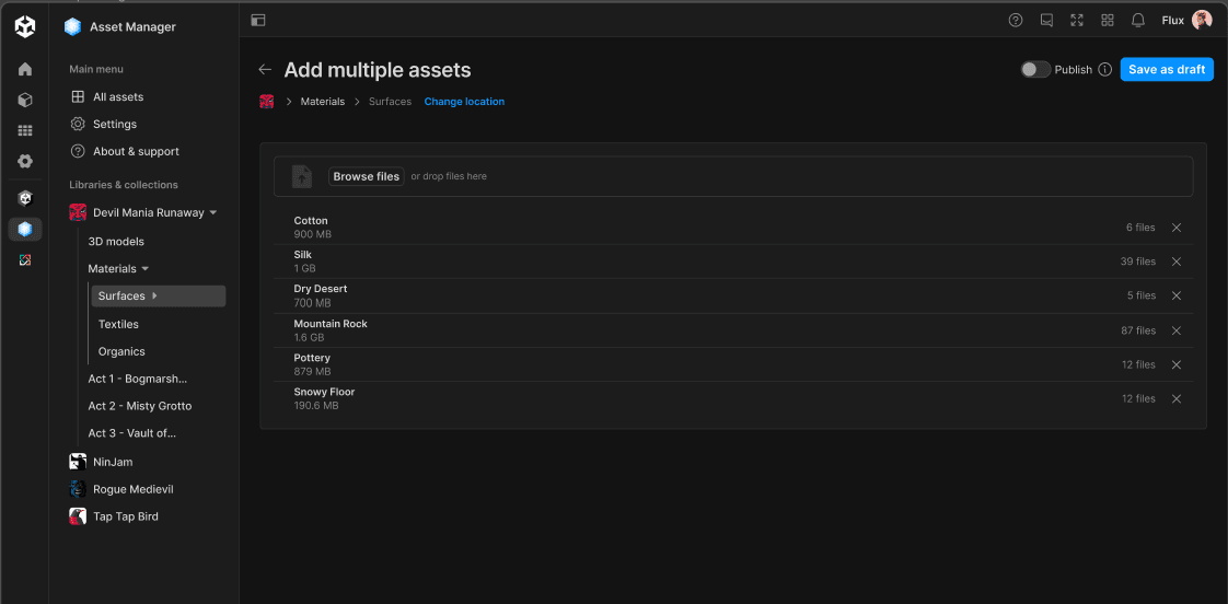 Multiple assets upload image