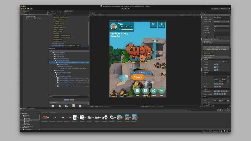 Набор инструментов пользовательского интерфейса в редакторе Unity