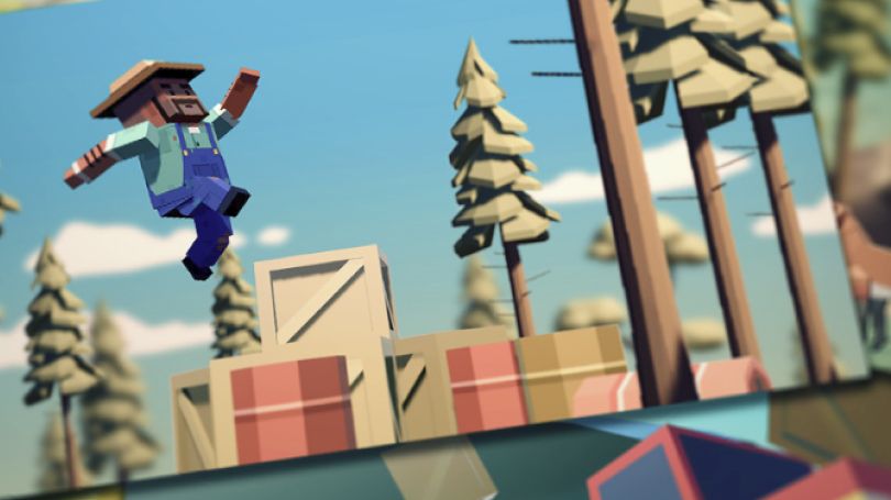 Интерфейс игры с прыгающим фермером в 3D