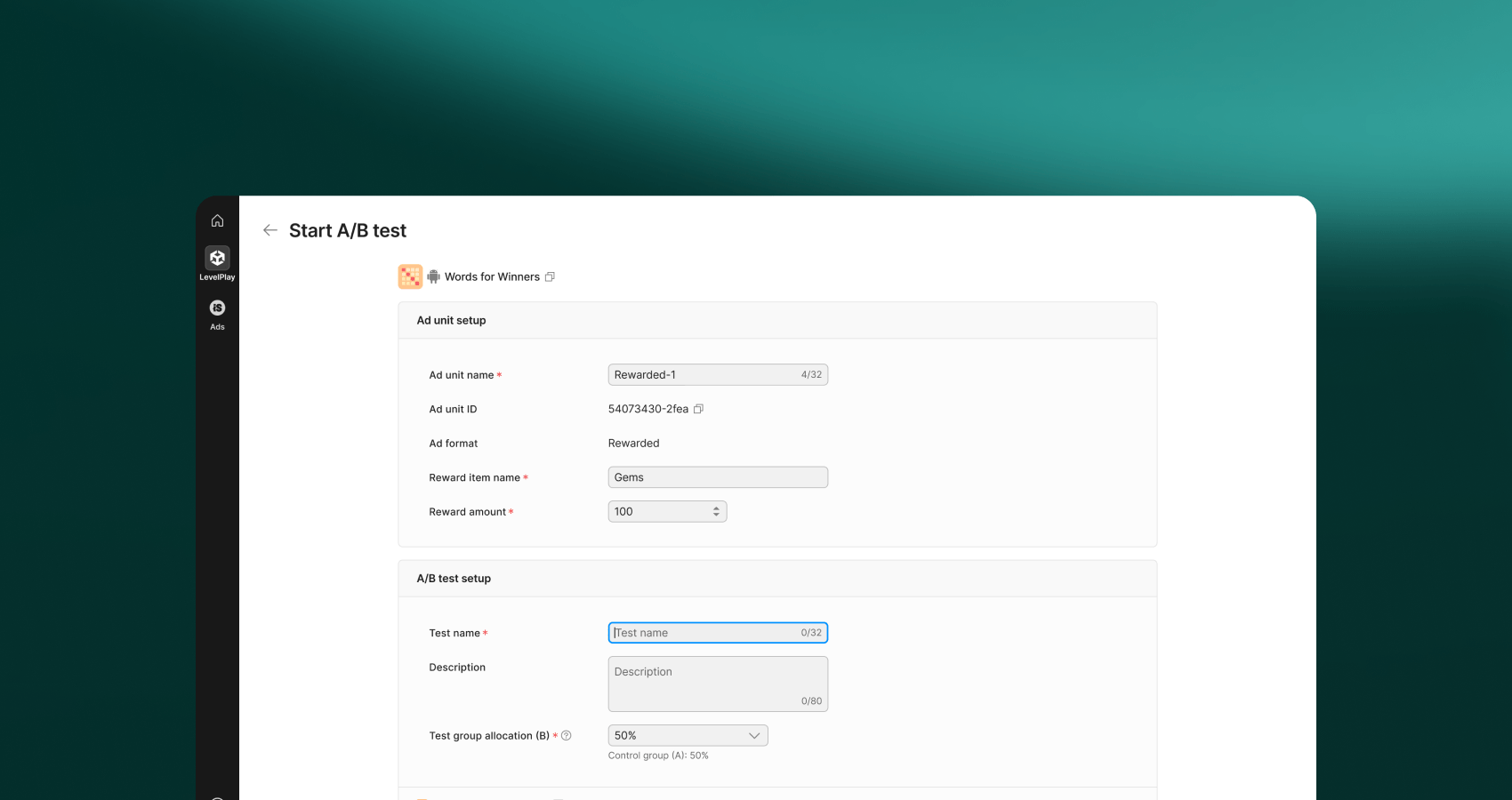 Начать A/B-тестирование на платформе