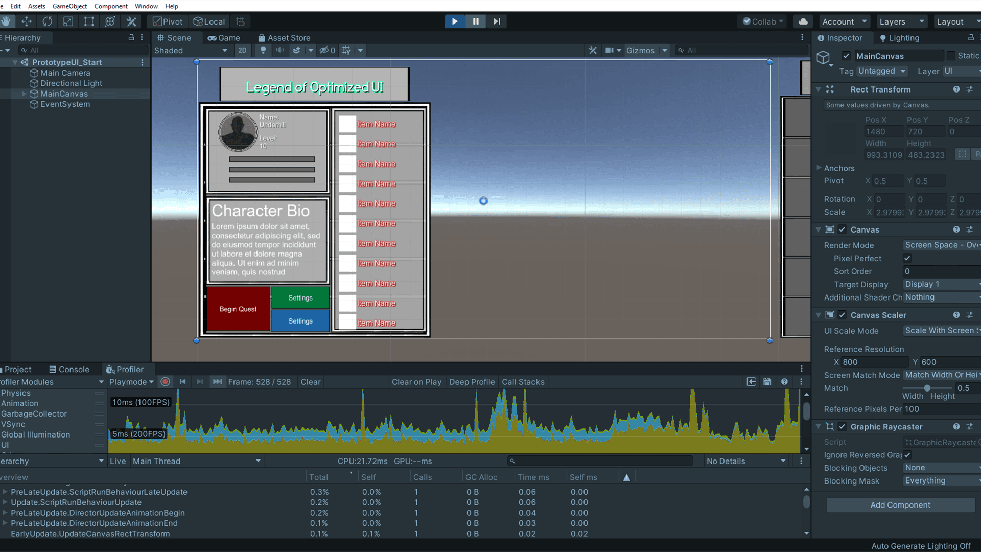Optimisation des interfaces utilisateur dans Unity