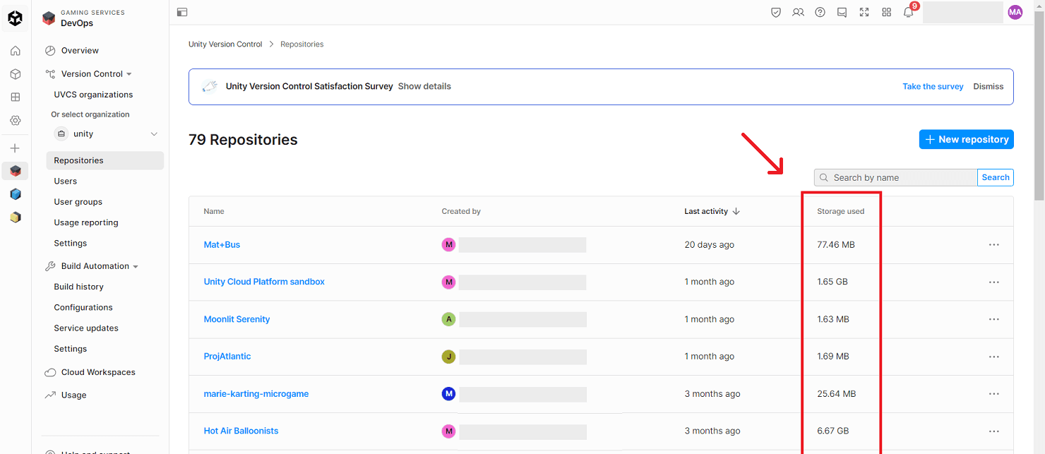 View storage per repo image