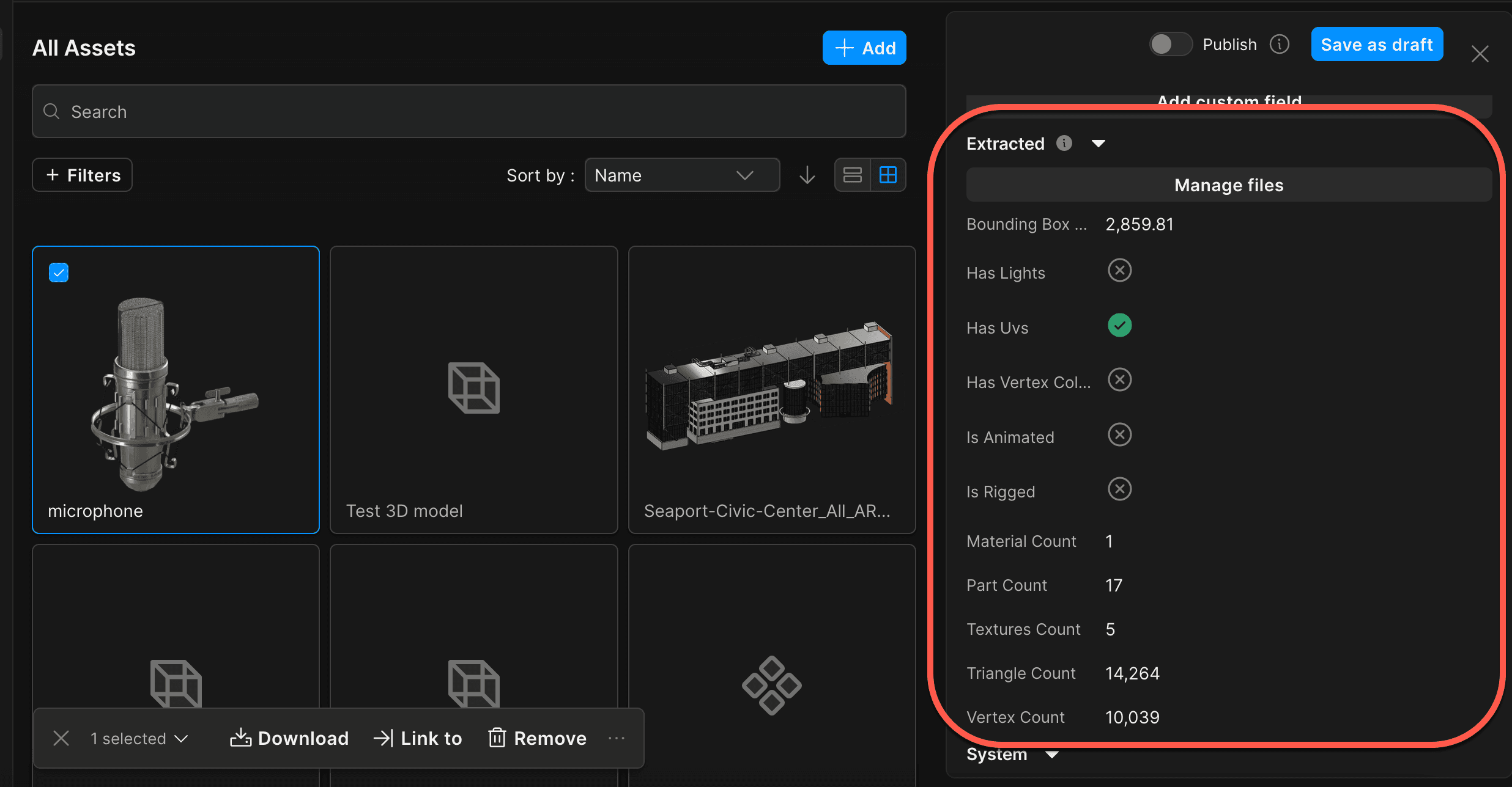 3D metadata extraction image