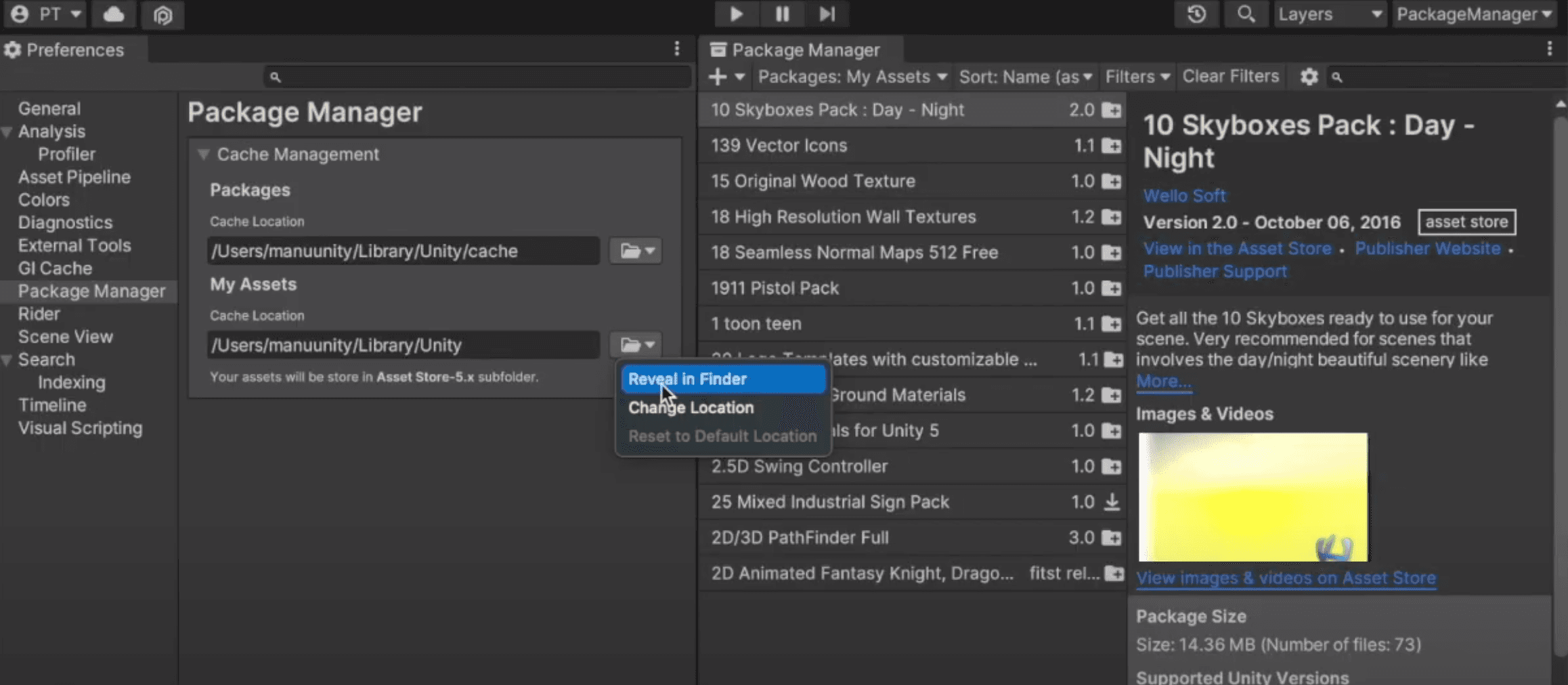 Configure Package Manager Cache Settings image