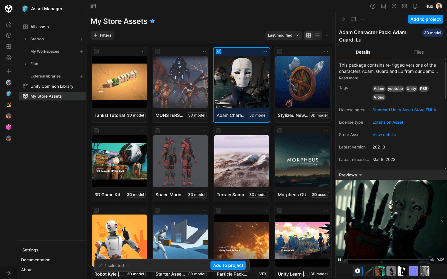 My Asset Store assets in Asset Manager image