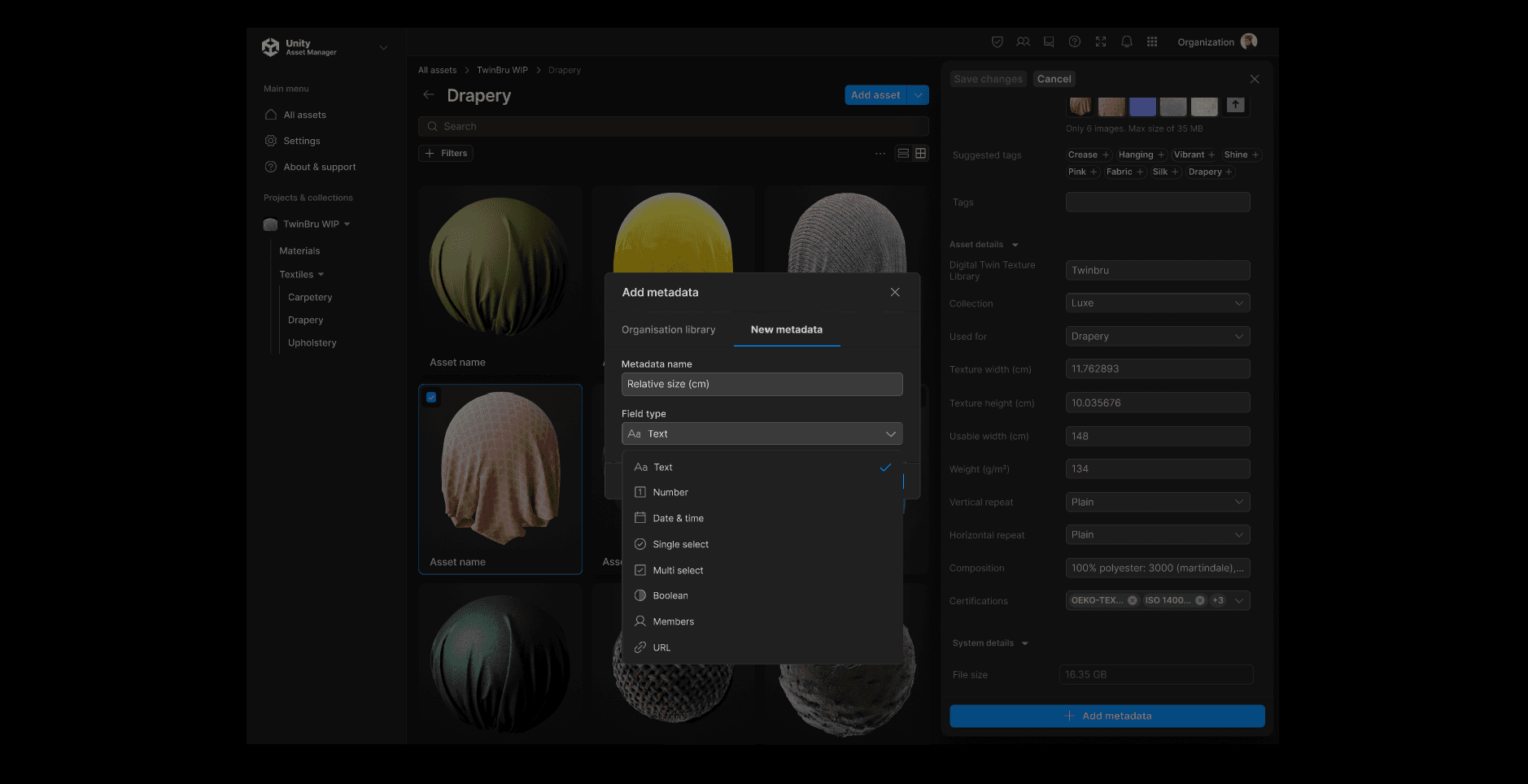 Metadata's types image