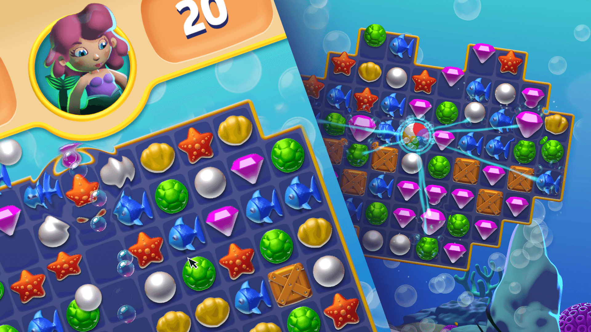 Баннер образца проекта URP 2D Gem Hunter Match